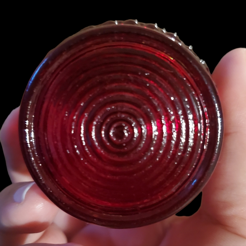 Hobnail Ruby Red Glass Candle Holder - Picture 3 of 4